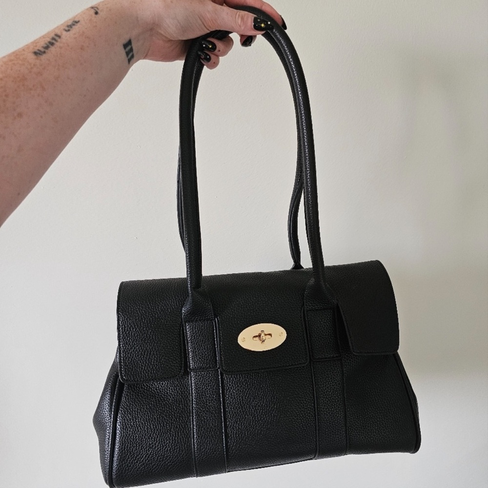 Inspired by Mulberry Black Vegan Leather Shoulder Bag Purse